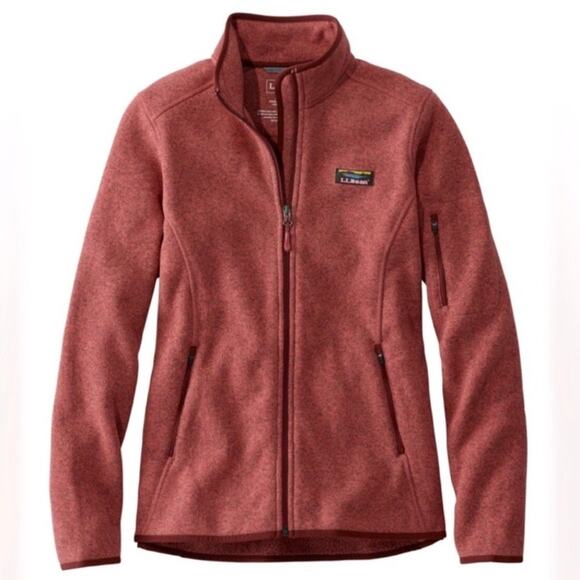L.L.Bean Womens Sz L Sweater Fleece Full-Zip Jacket in Sienna Clay Casual Warm - Picture 1 of 16